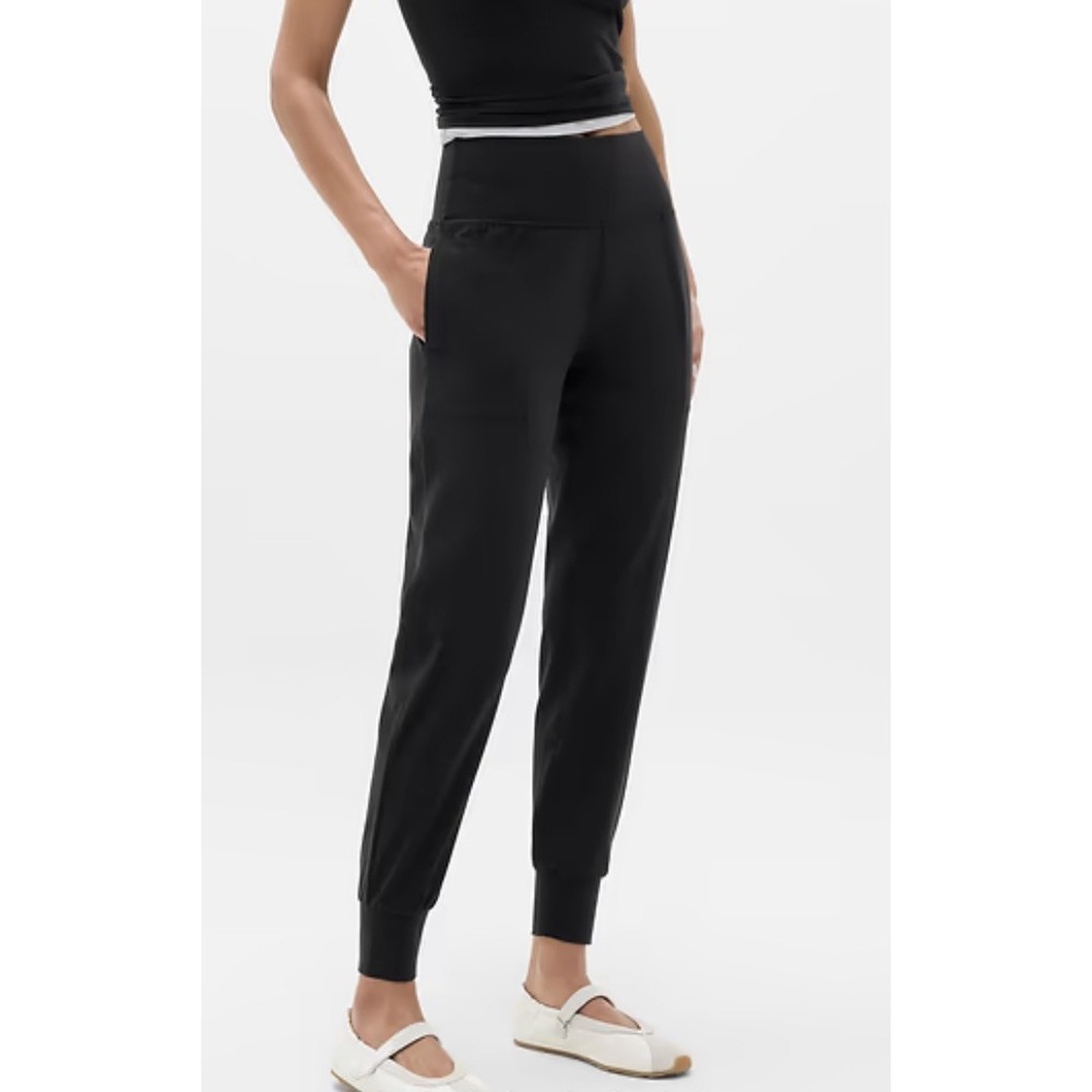 Athleta Salutation Jogger Pants Black Womens Small Tall Pull On Stretch Yoga